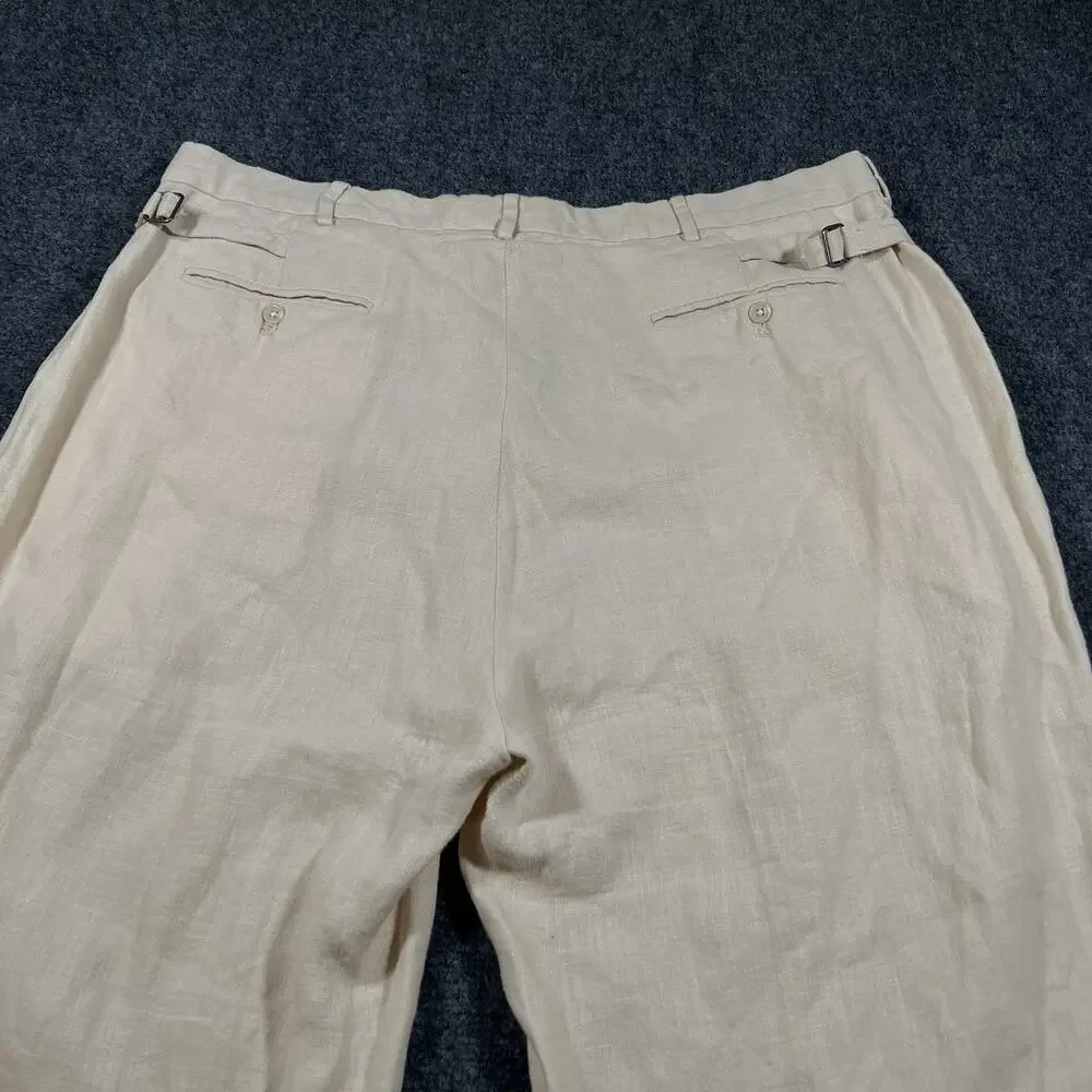 VTG Y2K Polo Ralph Lauren Gurkha Pants Mens 38x30 Beige 100% Linen Chino